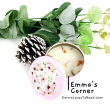 Load image into Gallery viewer, Essential Oil Infused Soy Wax Aromatic Candle with Flower Petals - Metal Tin
