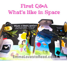 Load image into Gallery viewer, Usborne Lift-The-Flap First Questions &amp; Answers : What&#39;s it like in space? Board Book
