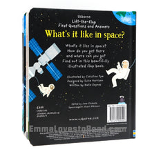 Load image into Gallery viewer, Usborne Lift-The-Flap First Questions &amp; Answers : What&#39;s it like in space? Board Book
