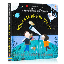 Load image into Gallery viewer, Usborne Lift-The-Flap First Questions &amp; Answers : What&#39;s it like in space? Board Book
