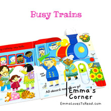 Load image into Gallery viewer, Campbell Busy Book: Busy Trains Interactive Board Book
